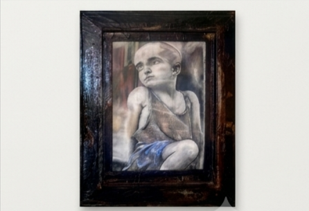 Gaze of Innocence – Framed Charcoal & Pastel Portrait